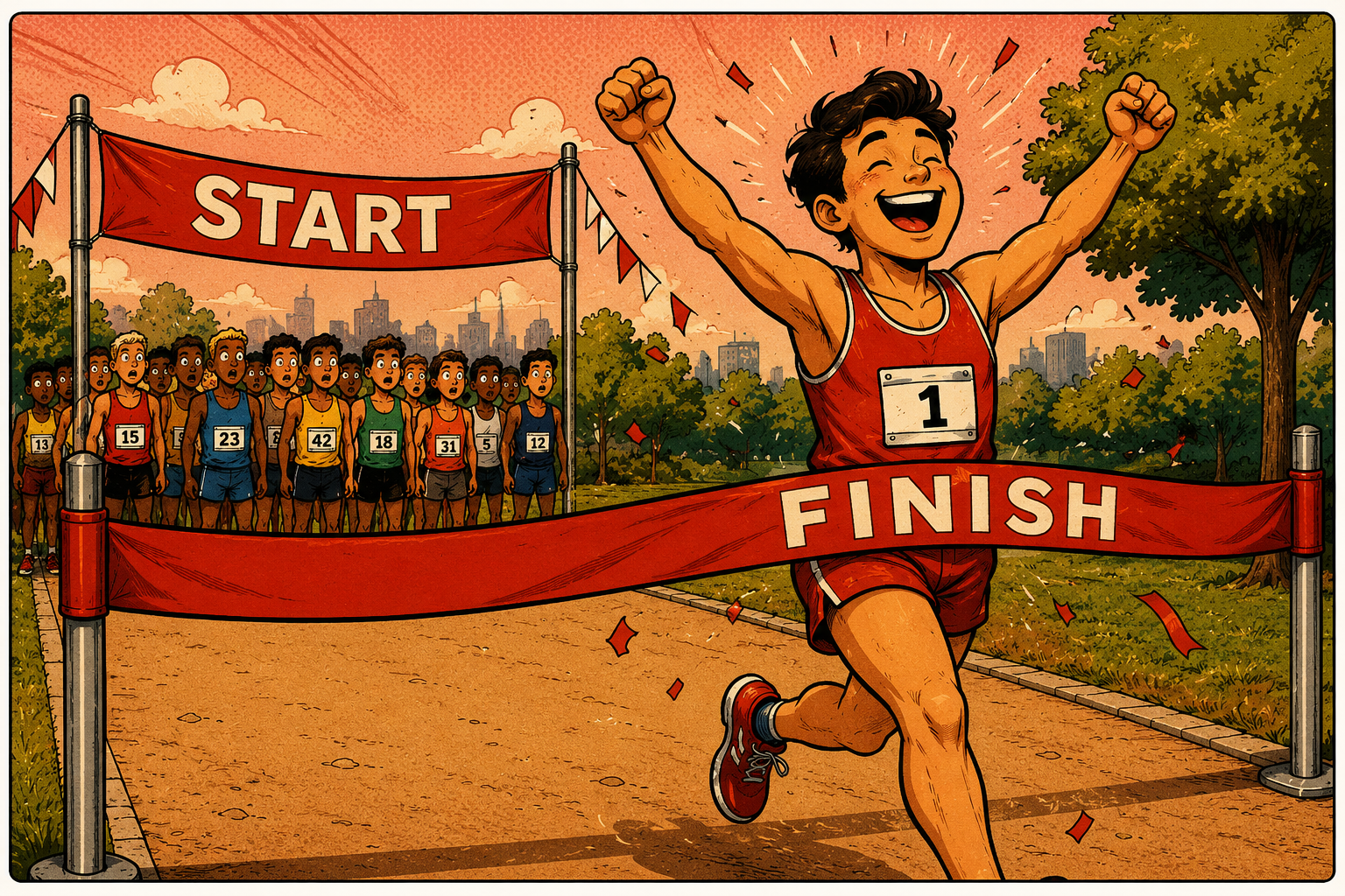 Hardlopende man finisht te vroeg