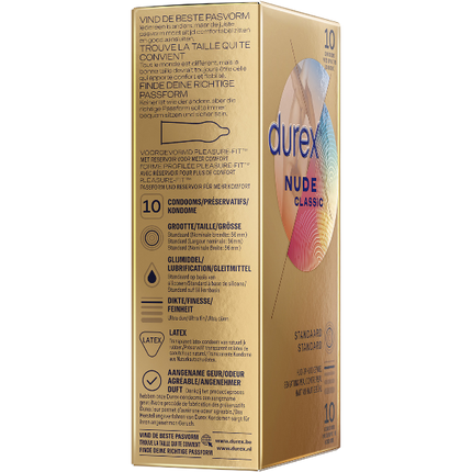 Durex Nude Classic Condooms 10 stuks – Latexvrij voor Latexallergie