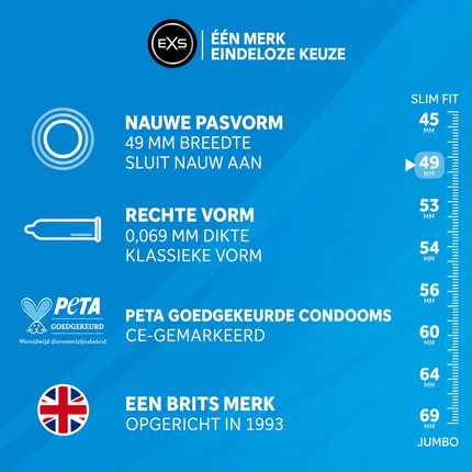EXS Snug Fit Condooms 49mm Nauwsluitend – 12 stuks