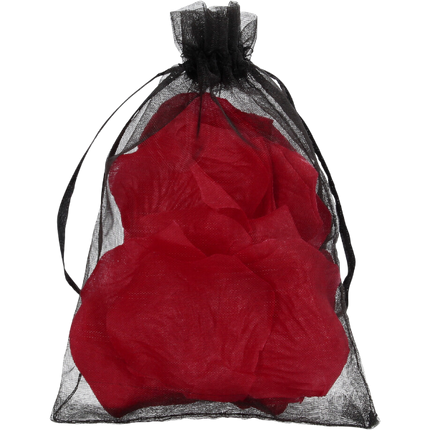 Rozenblaadjes in Organza Zakje Wijnrood – Romantisch Cadeau Decoratie