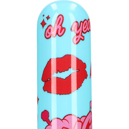 Klassieke vibrator met commic design blauw