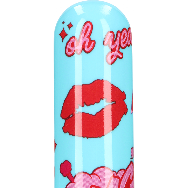 Klassieke vibrator met commic design blauw