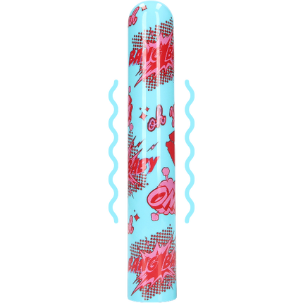 Klassieke vibrator met commic design blauw