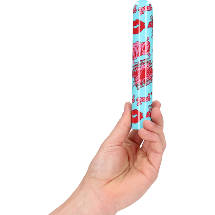 Klassieke vibrator met commic design blauw