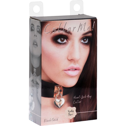 Kinky Diva Hart Slot Halsband Zwart/Goud – BDSM Collar met Slotje