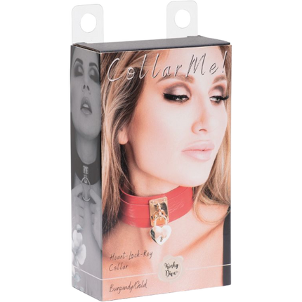 Kinky Diva Hart Slot Halsband Bordeauxrood/Goud – BDSM Collar Slotje