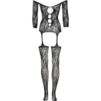 Le Desir Fishnet en kant Bodystocking Netstof en Kant Zwart One Size – Lingerie zwart