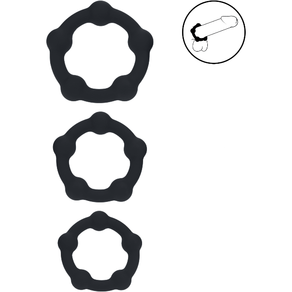 Levelz Beaded Silicone Cockring Set S/M/L Set of 3 – Gekralde Ringen Set