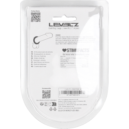 Levelz Liquid Silicone Cockring – Ultra Flexibele Penisring Large zwart