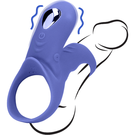 Loveline Vibrerende Cockring met Clitoris Stimulatie – Koppel Blauw