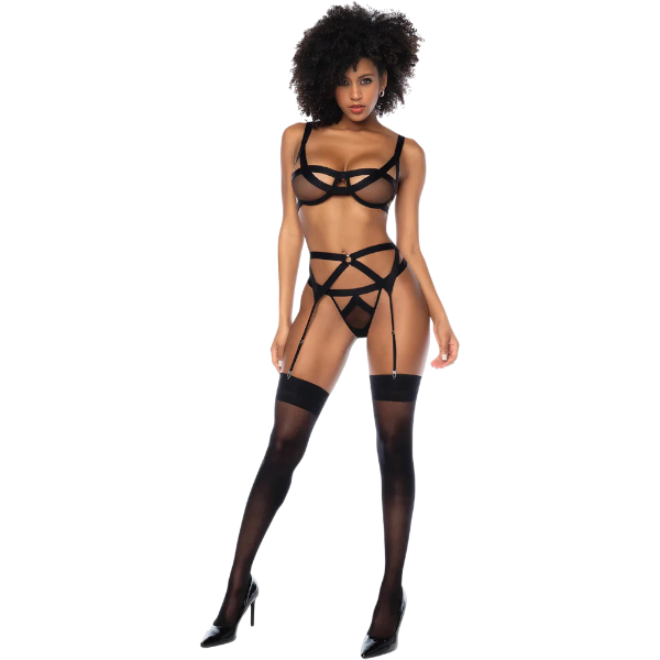 Mapalé Pretty Little Rocker Driedelig Bralette Set  Zwart