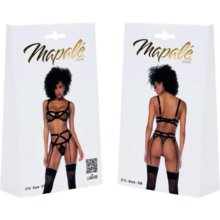 Mapalé Pretty Little Rocker Driedelig Bralette Set Maat L/XL Zwart