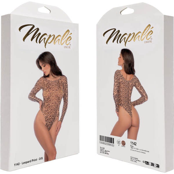 Luipaard transparante  bodysuit met lange mouwen one size