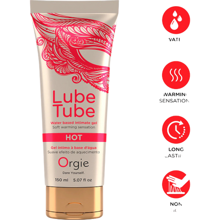 Orgie Lube Tube Hot Waterbasis Glijmiddel 150ml – Opwarmend Effect