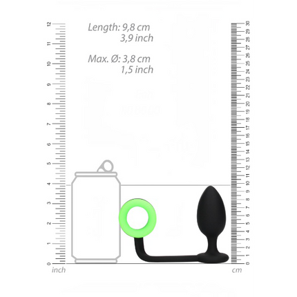OUCH! Butt Plug met Cockring Glow in the Dark – Combinatie Anaal