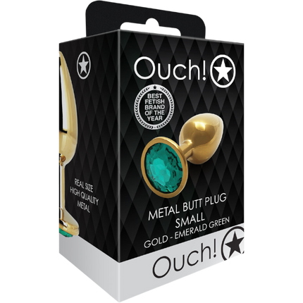 OUCH! Gem Butt Plug Small Goud/Smaragdgroen – Anale Plug