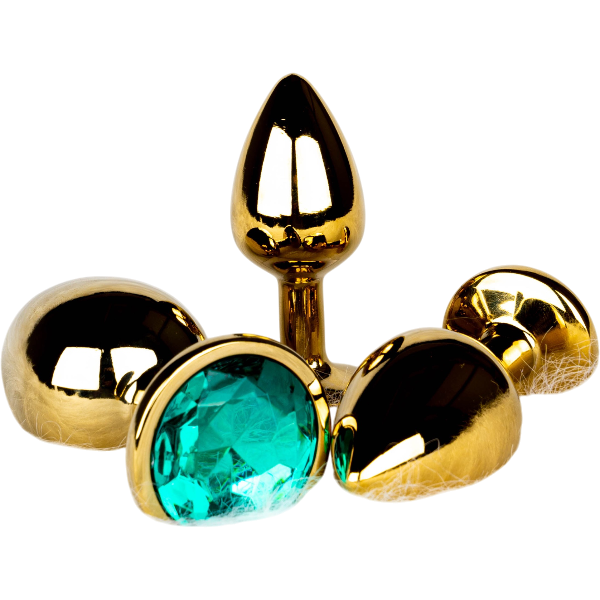 OUCH! Gem Butt Plug Large Goud/Smaragdgroen – Anale Plug