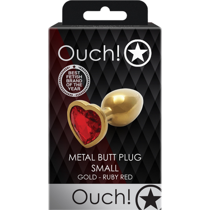 OUCH! Gem Butt Plug Small Goud/Robijnrood – Anale Plug