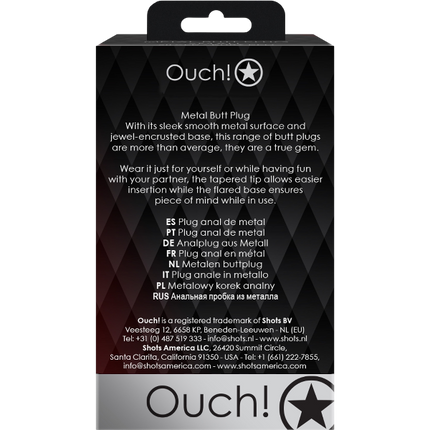 OUCH! Gem Butt Plug Medium Goud/Robijnrood – Anale Plug