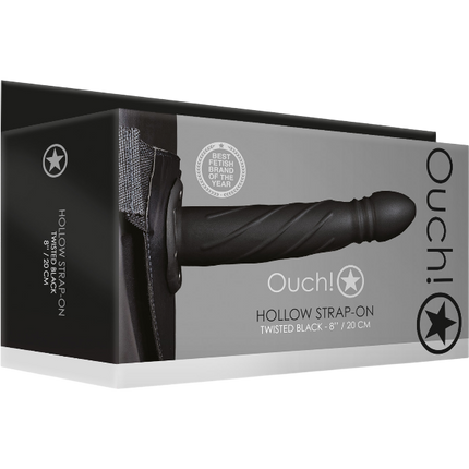 OUCH! Hollow Strap-On 20cm Zwart – Holle Strap-on