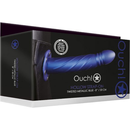 OUCH! Hollow Strap-On 20cm Blauw Metallic – Holle Strap-on