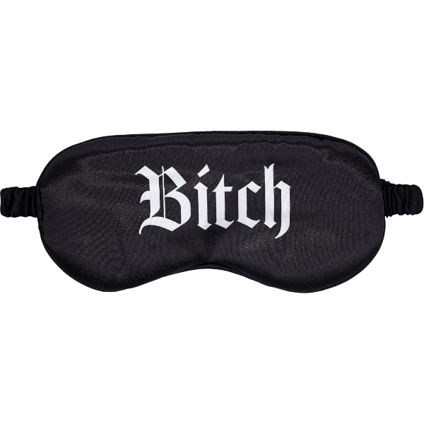 OUCH! Satijnen Masker 'Bitch' Zwart – Bedrukt Oogmasker Bondage