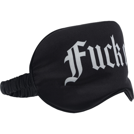OUCH! Satijnen Masker 'Fuck Off' Zwart – Bedrukt Oogmasker Bondage