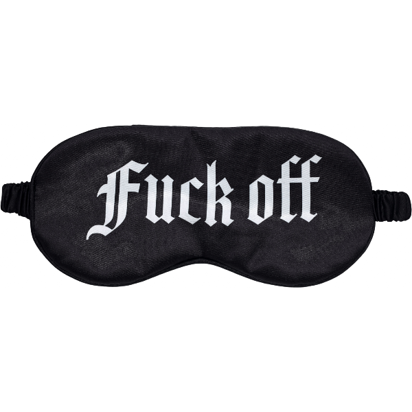 OUCH! Satijnen Masker 'Fuck Off' Zwart – Bedrukt Oogmasker Bondage