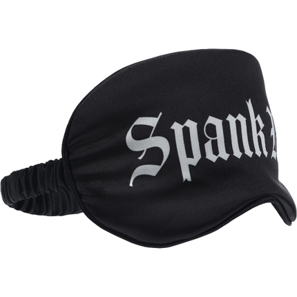 OUCH! Satijnen Masker 'Spank Me' Zwart – Bedrukt Oogmasker Bondage