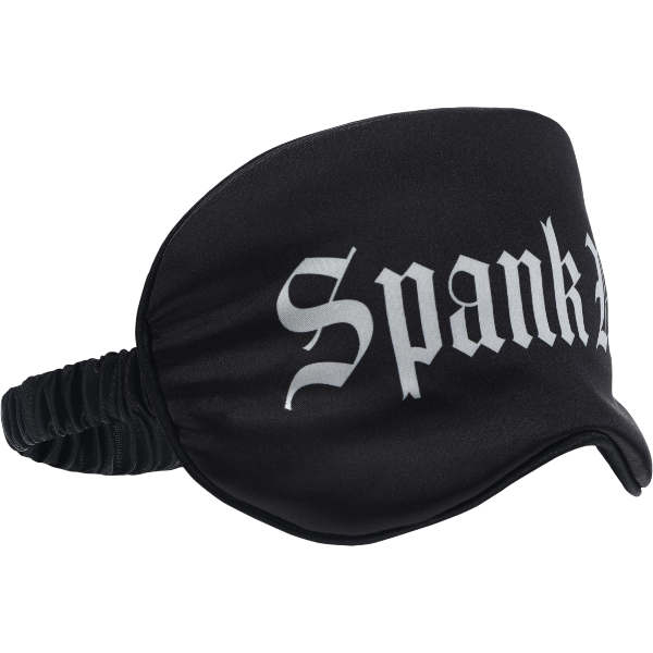 OUCH! Satijnen Masker 'Spank Me' Zwart – Bedrukt Oogmasker Bondage