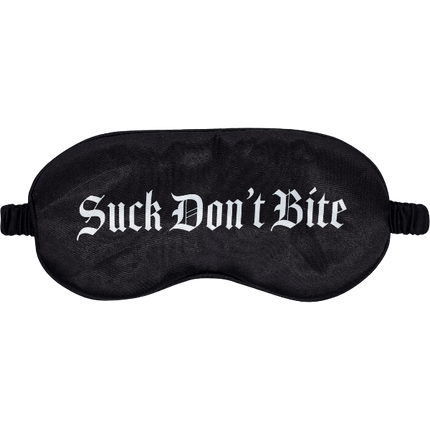 OUCH! Satijnen Masker 'Suck Don't Bite' Zwart – Bedrukt Oogmasker Bondage