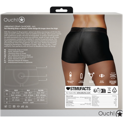 OUCH Vibrating Strap-on Boxer XS/S Zwart – Vibrerende Strap-on Boxer