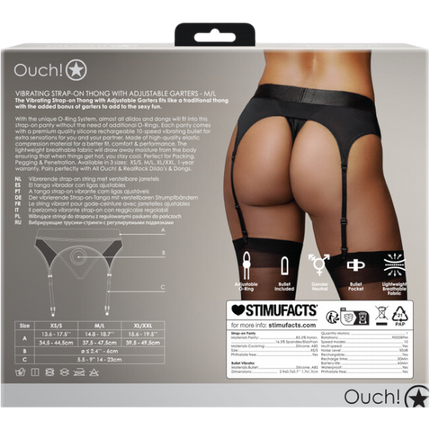 OUCH Vibrating Strap-on String met Verstelbare Jarretels M/L Zwart
