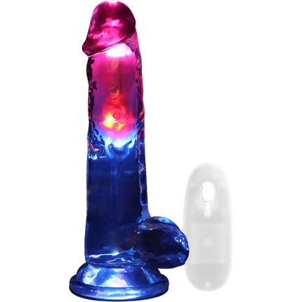 RealRock Dildo van 20 cm in transparant Vibrerend Led - Realistisch