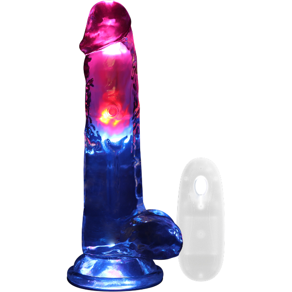 RealRock Dildo van 20 cm in transparant Vibrerend Led - Realistisch