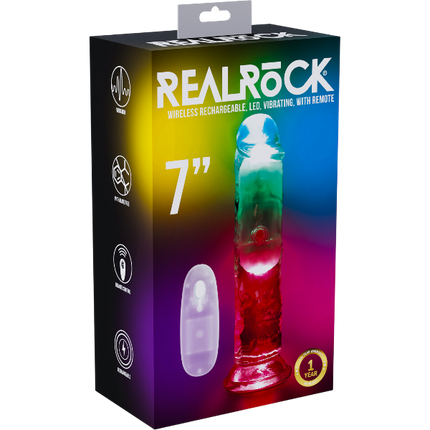 RealRock Dildo van 18 cm in transparant Vibrerend Led - Realistisch
