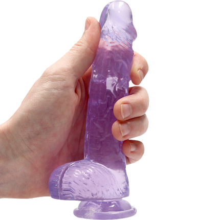 RealRock Dildo van 15 cm -  Paars met ballen
