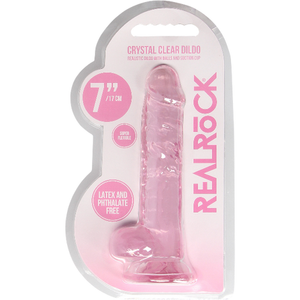 RealRock Dildo van 18 cm – Roze met ballen
