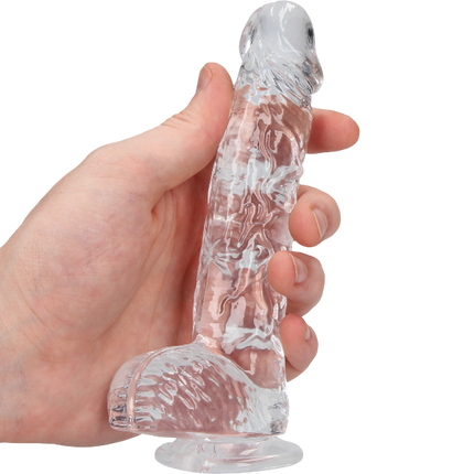 RealRock Dildo van 15 cm - Transparant met ballen