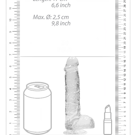 RealRock Dildo van 15 cm - Transparant met ballen
