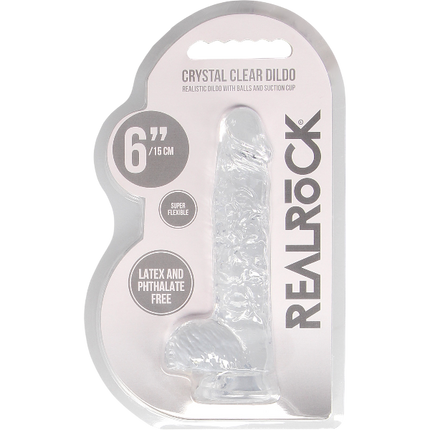 RealRock Dildo van 15 cm - Transparant met ballen