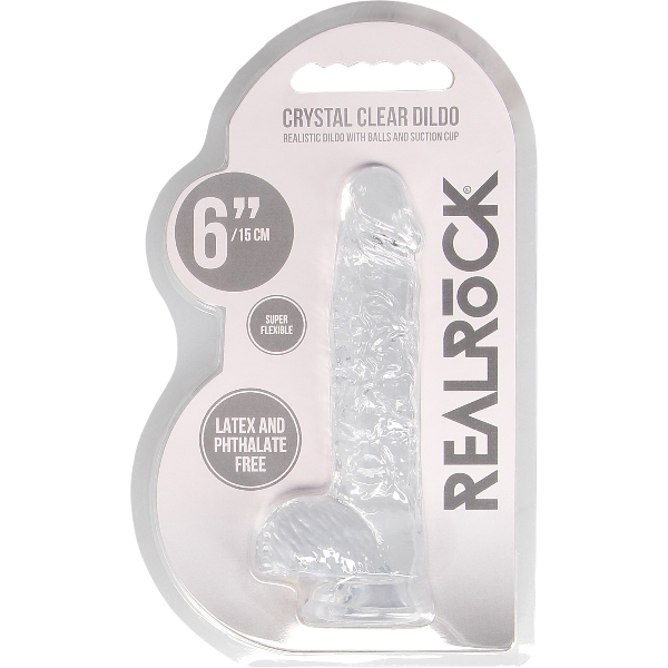 RealRock Dildo van 15 cm - Transparant met ballen