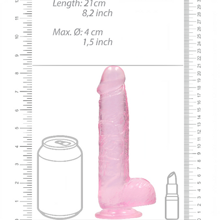 RealRock Dildo van 21 cm – Roze met ballen