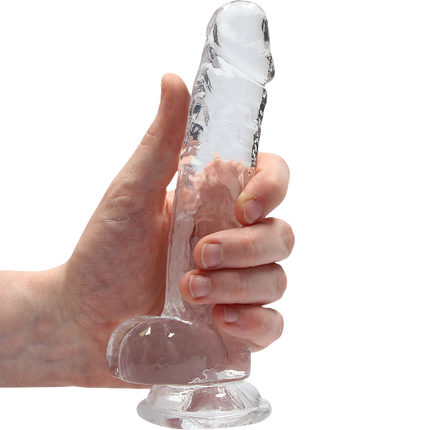 RealRock Dildo van 18 cm – Transparant met ballen