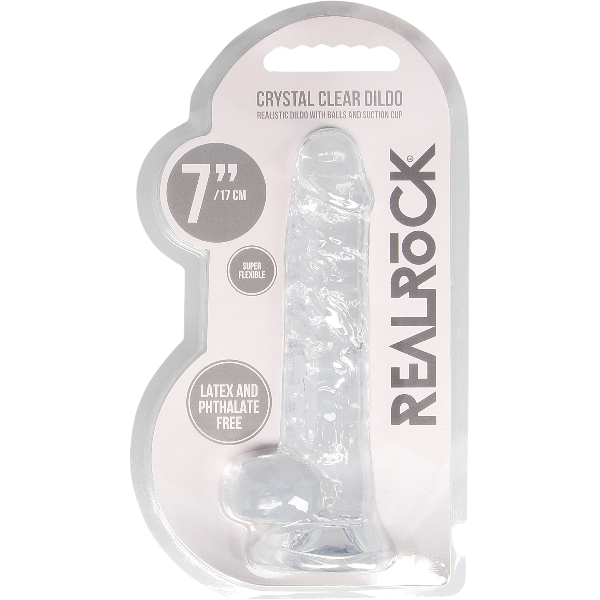 RealRock Dildo van 18 cm – Transparant met ballen