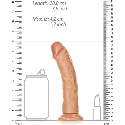 RealRock Dildo van 18 cm – Realistisch gebogen met zuignap, tan