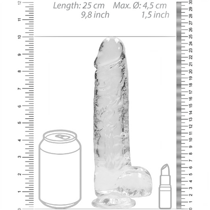 RealRock Dildo van 23 cm – Transparant met ballen