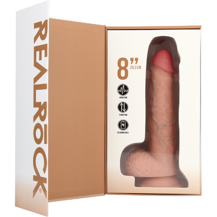 RealRock Dildo van 20,5 cm - Realistisch vibrerend en stootfunctie met ballen