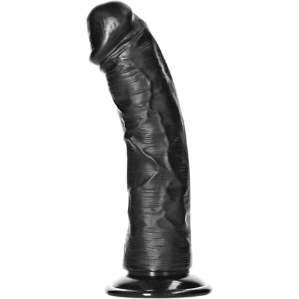 RealRock Dildo van 15,5 cm - Realistisch zwarte huidskleur gebogen met zuignap
