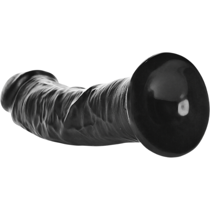 RealRock Dildo van 15,5 cm - Realistisch zwarte huidskleur gebogen met zuignap